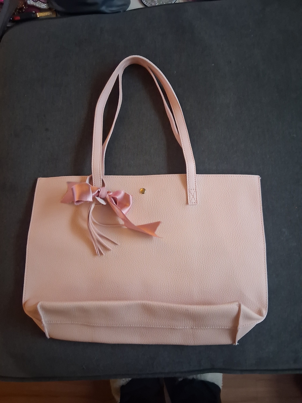 Women's Pink Tote Bag with Decorative Bow